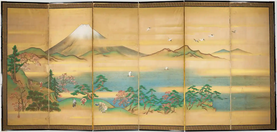 Картина с изображением горы Фудзи весной